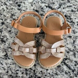 Kids Tan and Glitter Sandals cat and jack size 5